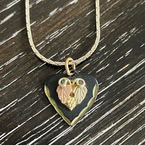 Black Hills Gold Stamper Heart Necklace Charm with Complimentary Chain
